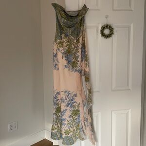 Monet Floral Print Split Midi Dress